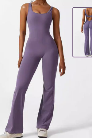 Women Sleeveless Flare Jumpsuits Fitness Yoga Long Pants