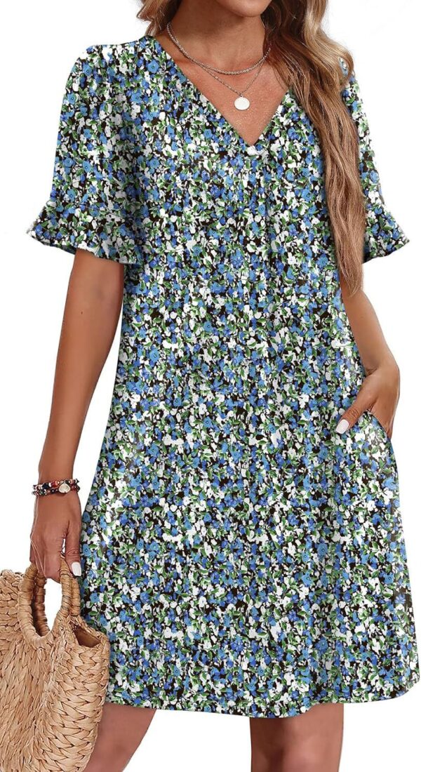 Women's V-neck Vacation Elegant Ruffled Dress With Pockets - Image 10