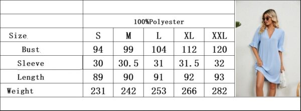 European American Summer New Solid Color And V-neck Loose Pleated Half-length Sleeve Dress - Image 7