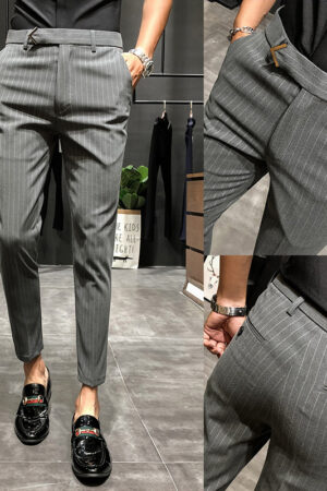 Striped cropped pants handsome business trousers