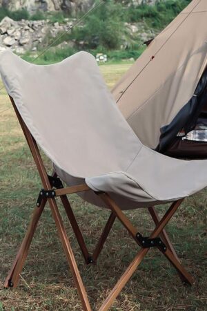 Folding Wooden Grain Aluminum Pipe Camping Chair Portable Leisure