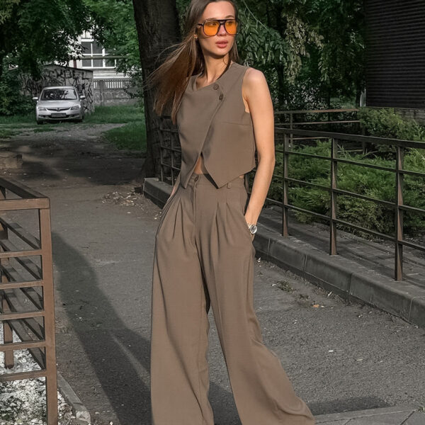 Sleeveless Vest High Waist Pants Suit - Image 4