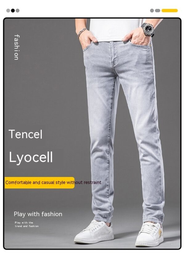 Youth Autumn Men's Tencel Cotton Slim Fit Pants Jeans - Image 9