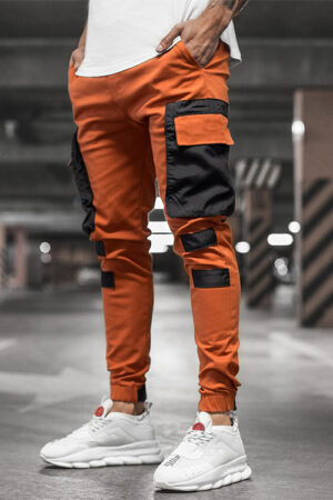 Men's Casual Sports Woven Pocket Panel Tie-Up Casual Pants