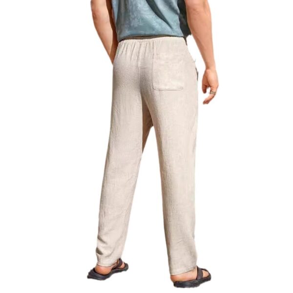 Men's Casual Cotton And Linen Drawstring Trousers Breathable Casual Versatile - Image 4