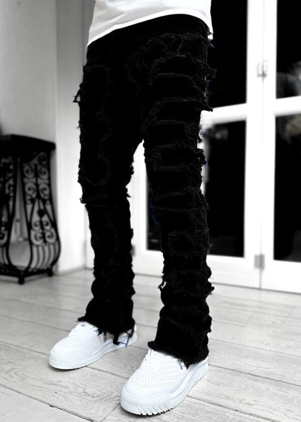 Men Trousers Individual Patched Pants Long Tight Fit Stacked Jeans For Mens Clothing - Image 9