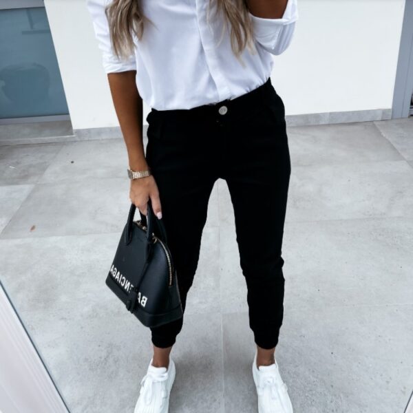 Women's Autumn Pocket Slim Fashion Casual Cropped Trousers - Image 4