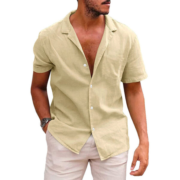 Men's Tops Casual Button Down Shirt Short Sleeve Beach Shirt Summer Mens Clothing - Image 10