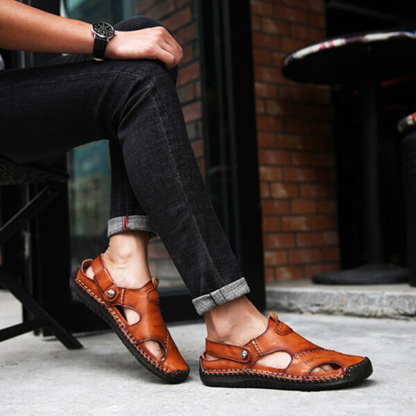 Men's Closed Toe Sandals Summer Adjustable Slides Slippers Fashion Beach Shoes - Image 6