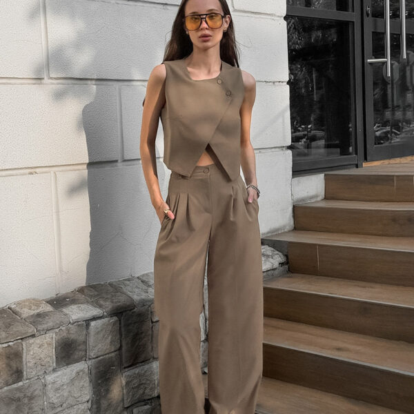 Sleeveless Vest High Waist Pants Suit - Image 2