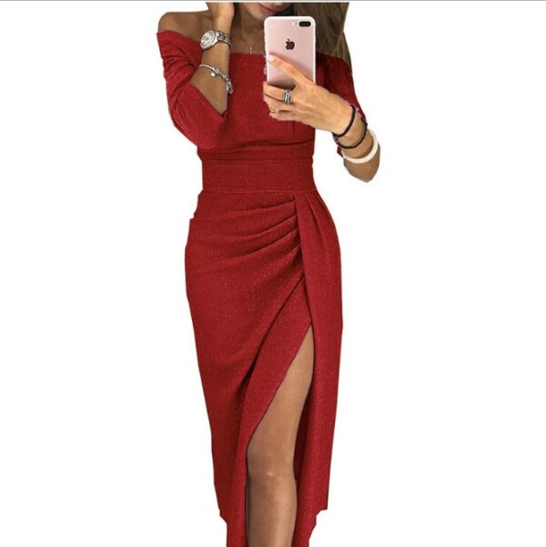 Bodycon Sexy Off Shoulder Party Dinner sequin Dress Elegant Long-sleeved - Image 10