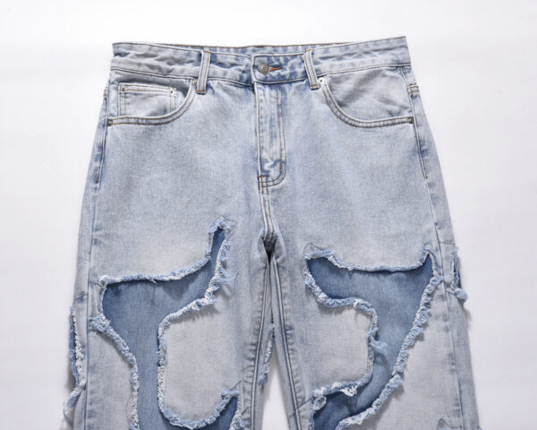 Vintage Street Doctored Foot Patchwork Worn Jeans - Image 3
