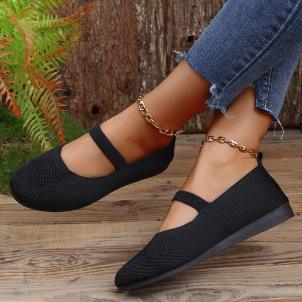 Round Head Comfortable Flat Casual Shallow Mouth Flying Woven Pumps - Image 2