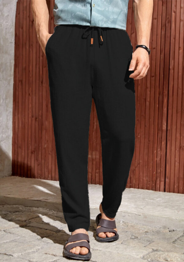 Men's Casual Cotton And Linen Drawstring Trousers Breathable Casual Versatile - Image 6
