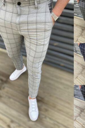 Men's Fashion Plaid Casual Feet Trousers