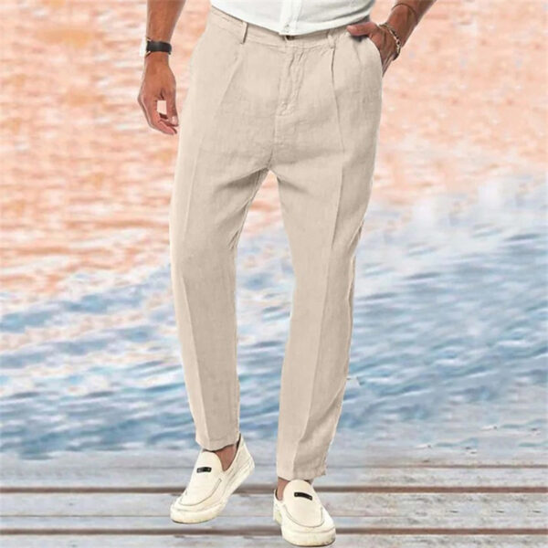 Linen Pants Straight Pure Color Comfort Outdoor Leisure - Image 3
