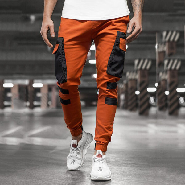 Men's Casual Sports Woven Pocket Panel Tie-Up Casual Pants - Image 5