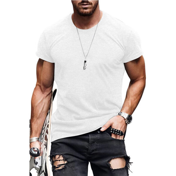 Men's Casual Short Sleeve T-shirt Summer Fashion Solid Color Tops - Image 3