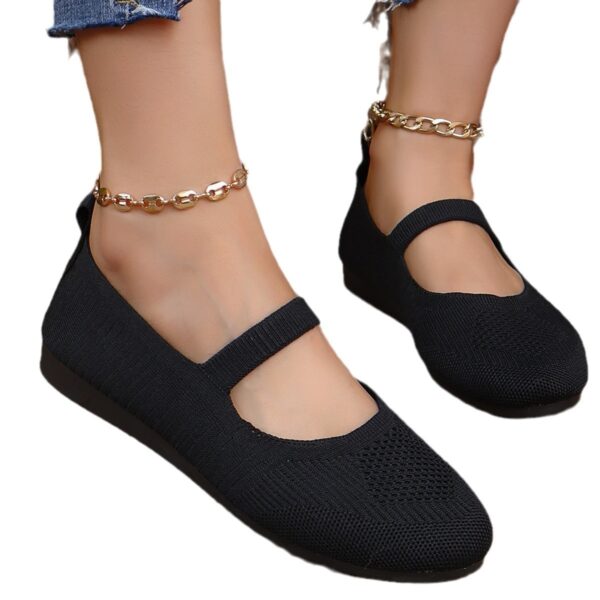 Round Head Comfortable Flat Casual Shallow Mouth Flying Woven Pumps - Image 5