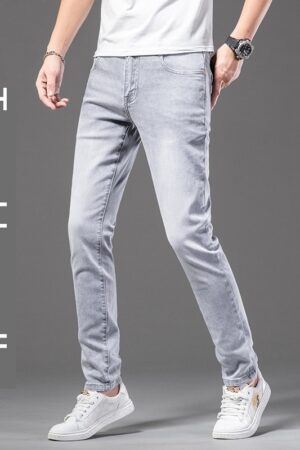 Youth Autumn Men's Tencel Cotton Slim Fit Pants Jeans