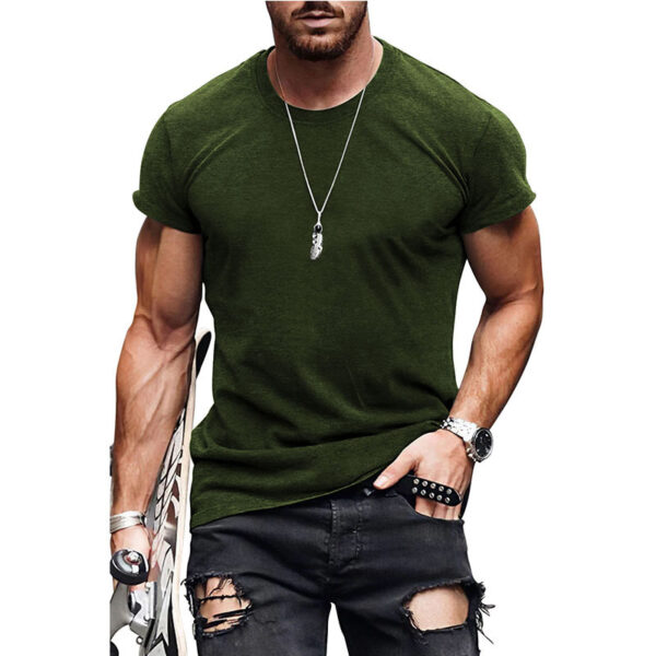 Men's Casual Short Sleeve T-shirt Summer Fashion Solid Color Tops - Image 4