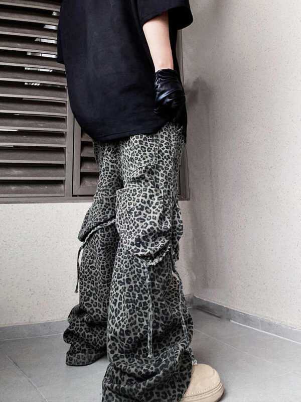 Loose Straight Slightly Flared Workwear Casual Wide-leg Mopping Leopard Jeans - Image 2