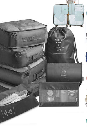 8-piece Set Luggage Divider Bag Travel Storage Clothes Underwear Shoes Organizer Packing Cube Bag