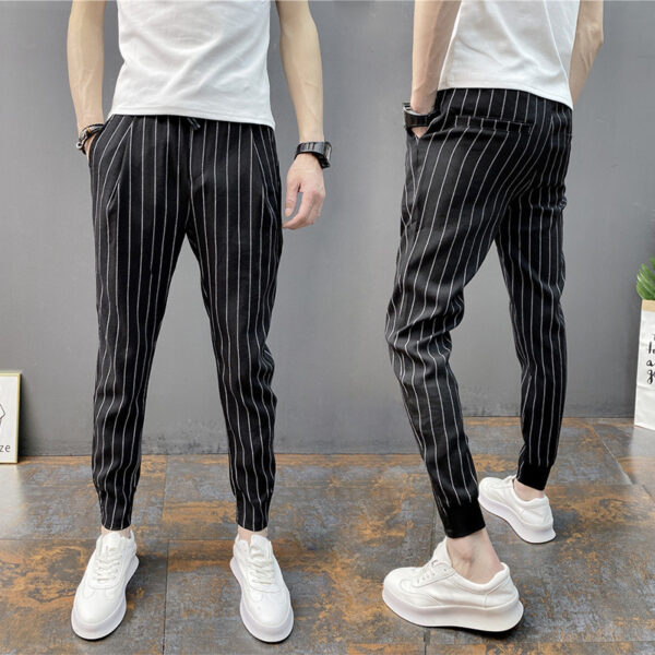 Spring And Summer Thin Men's Vertical Strip Small Foot Casual Pants - Image 3