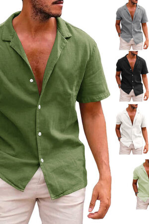 Men's Tops Casual Button Down Shirt Short Sleeve Beach Shirt Summer Mens Clothing