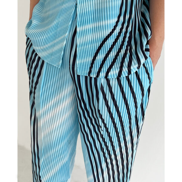 Men's Striped Printed Pleated Casual Pants - Image 7