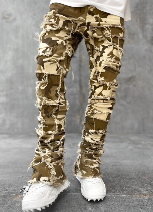 Men Trousers Individual Patched Pants Long Tight Fit Stacked Jeans For Mens Clothing - Image 6