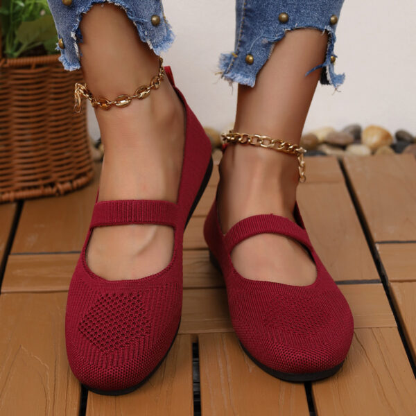 Round Head Comfortable Flat Casual Shallow Mouth Flying Woven Pumps - Image 7