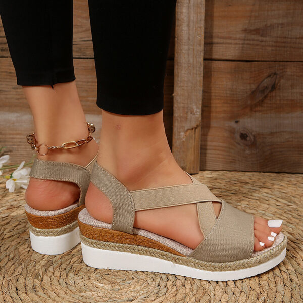 Wedge Sandals For Women Cross-strap Platform Gladiator Hemp Heel Shoes Summer - Image 3