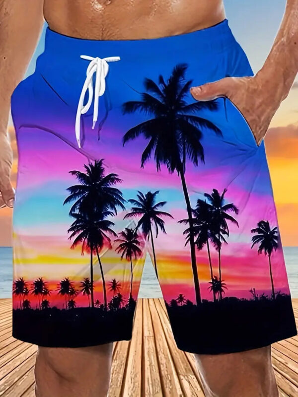Men's Fashion Beach Coconut Tree Pattern Printed Shorts - Image 7