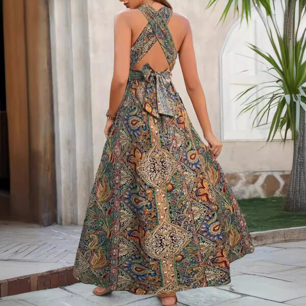 Women's Graceful And Fashionable High Waist Bohemian Backless Dress - Image 2