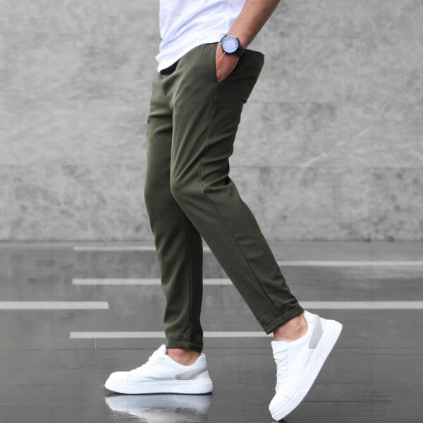 Men's Casual Pants With Pockets Fashion Slim Fit Drawstring Trousers - Image 4