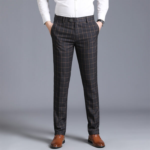 Men's Plaid Slim Fit Feet Suit Pants - Image 3