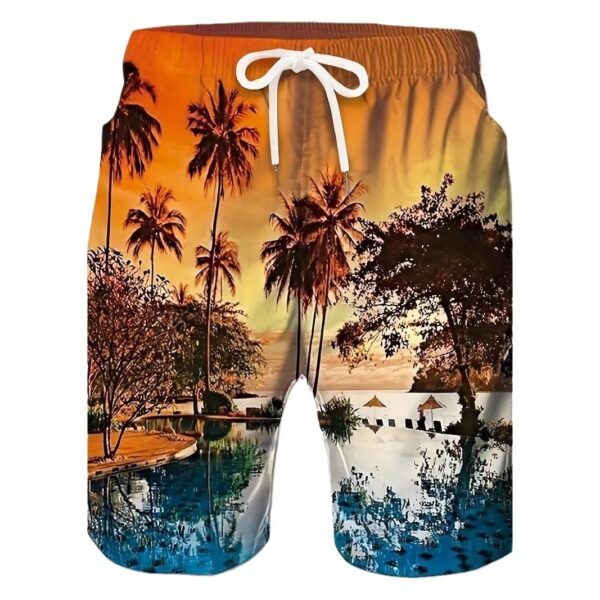 Men's Fashion Beach Coconut Tree Pattern Printed Shorts - Image 5