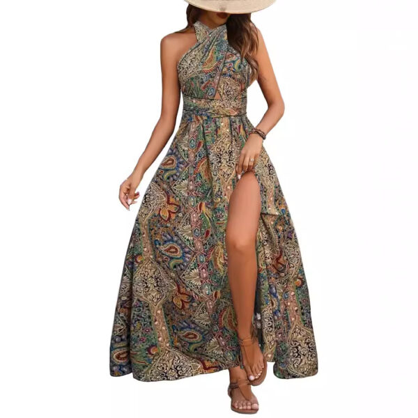 Women's Graceful And Fashionable High Waist Bohemian Backless Dress - Image 3