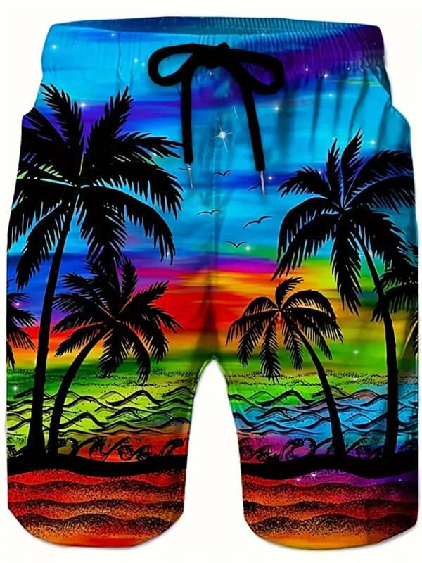 Men's Fashion Beach Coconut Tree Pattern Printed Shorts - Image 8