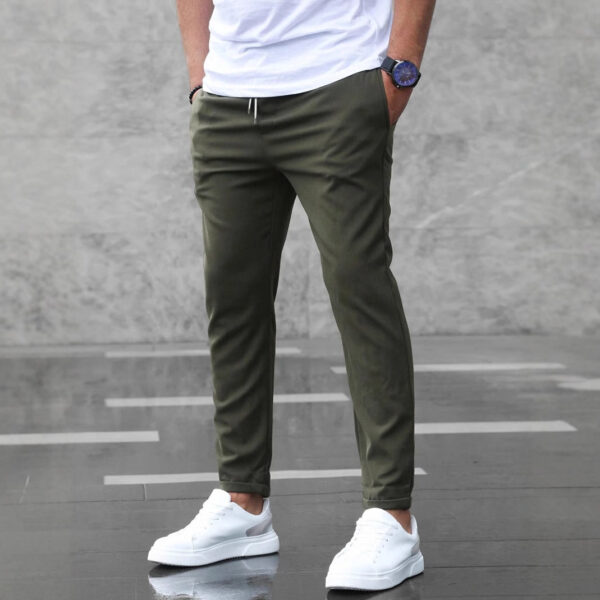 Men's Casual Pants With Pockets Fashion Slim Fit Drawstring Trousers - Image 6