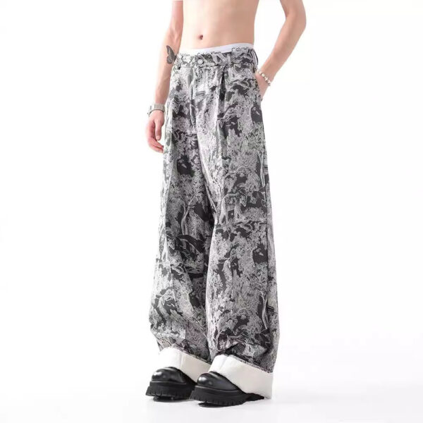 New National Fashion Heavy Industry Jacquard Design New Chinese Style Rag-eared Casual Pants Men - Image 4