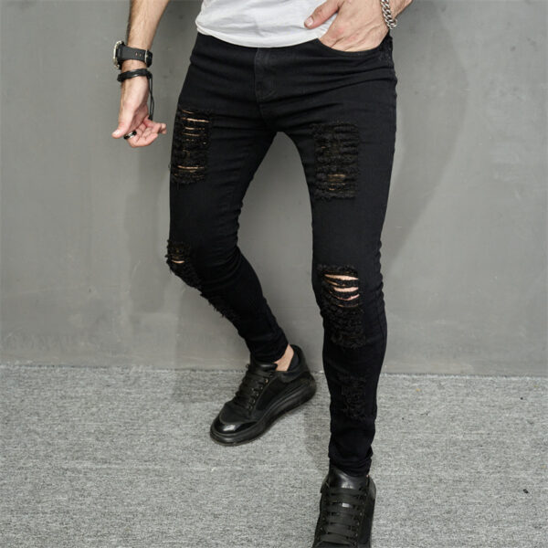 Men's Leisure Ripped Denim Feet Personality Trendy Jeans - Image 4