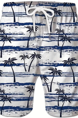 Men's Fashion Beach Coconut Tree Pattern Printed Shorts