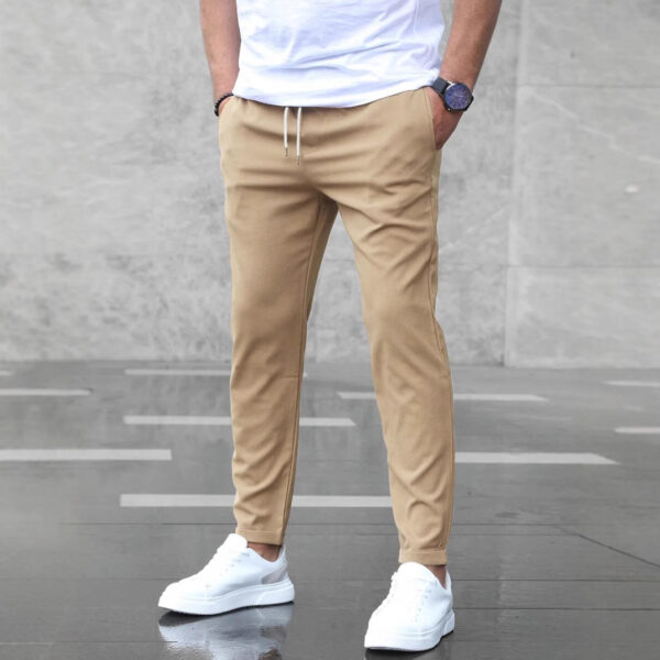 Men's Casual Pants With Pockets Fashion Slim Fit Drawstring Trousers - Image 2