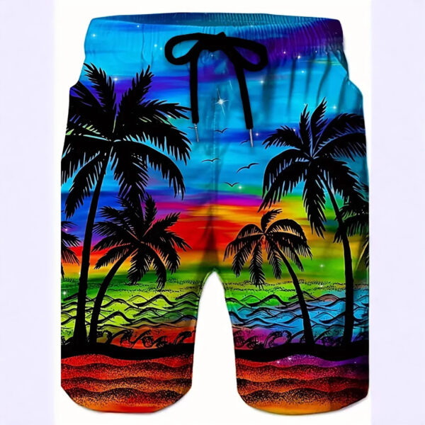 Men's Fashion Beach Coconut Tree Pattern Printed Shorts - Image 2