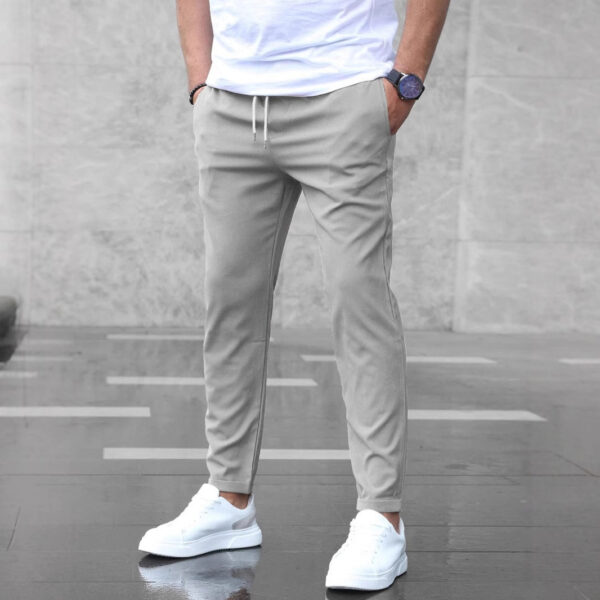Men's Casual Pants With Pockets Fashion Slim Fit Drawstring Trousers - Image 5