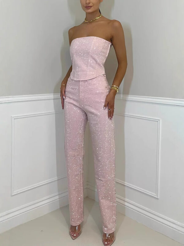 Shiny Vest Diamond Trousers Suit - Image 5