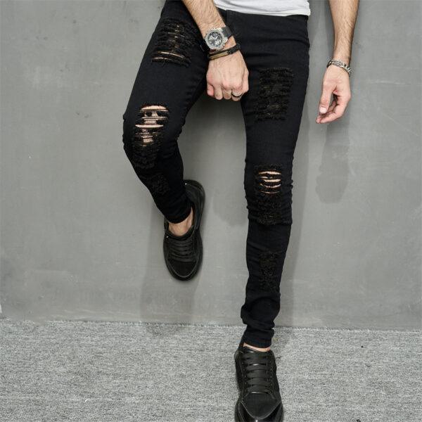Men's Leisure Ripped Denim Feet Personality Trendy Jeans - Image 2