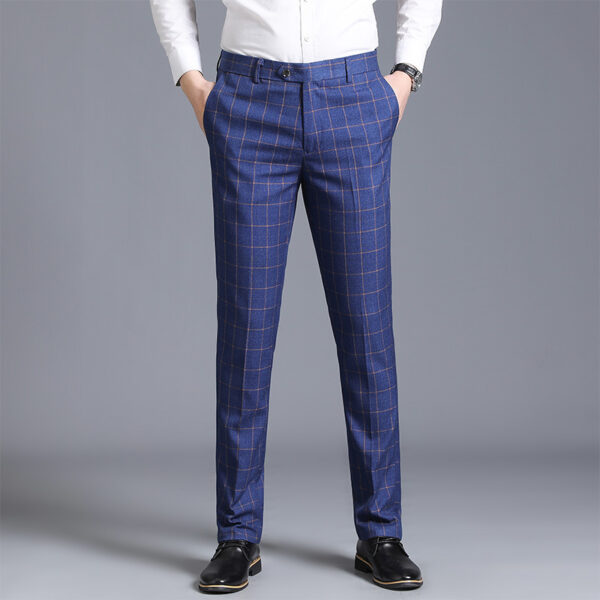 Men's Plaid Slim Fit Feet Suit Pants - Image 4